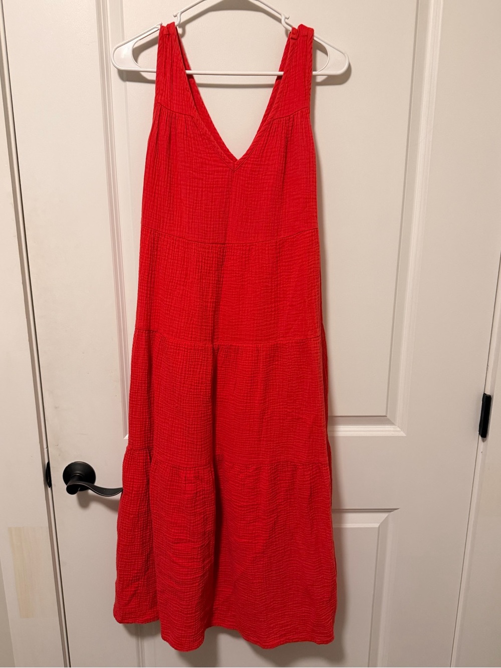 Marine Layer Red V-Neck Tiered Maxi Dress